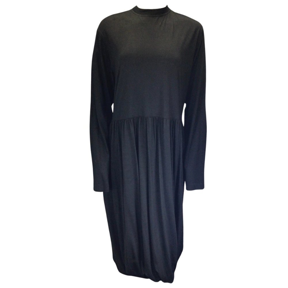 SOFIE D'HOORE BLACK LONG SLEEVED WOOL MIDI DRESS